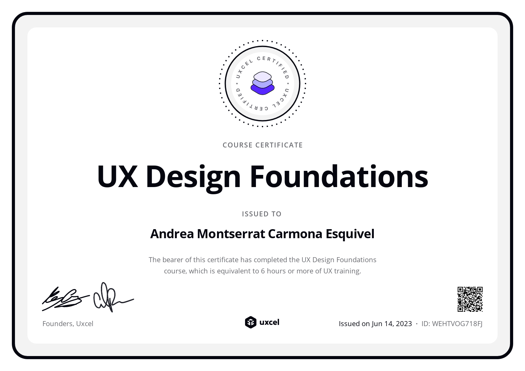 Andrea Montserrat Carmona Esquivel's certificate